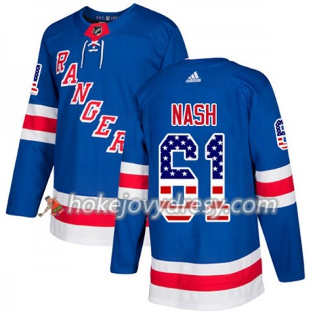Pánské Hokejový Dres New York Rangers Rick Nash 61 2017-2018 USA Flag Fashion Modrá Adidas Authentic